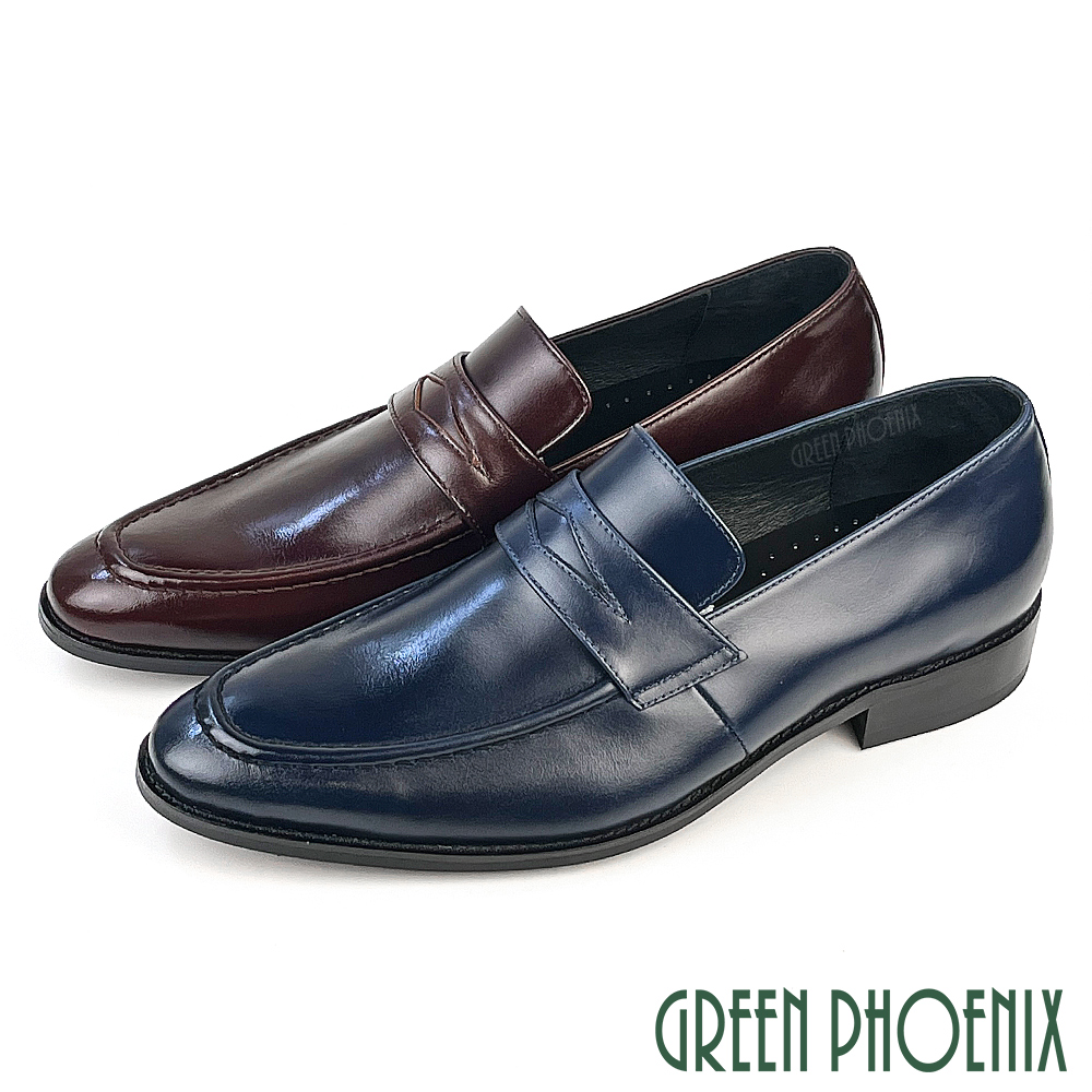 【GREEN PHOENIX 】男 紳士鞋 商務鞋 便士樂福鞋 新郎鞋 全真皮 小牛皮 臺灣製T8-1A510