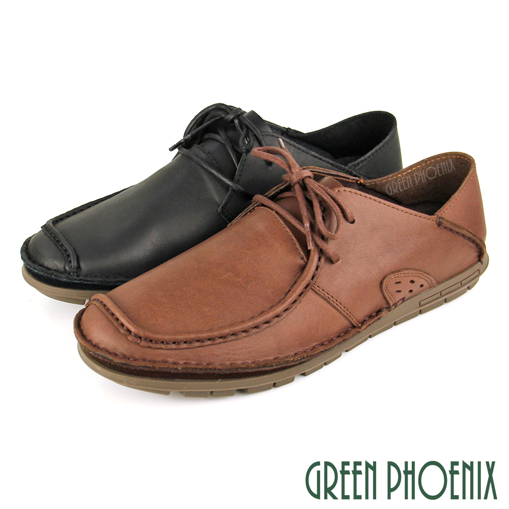 【GREEN PHOENIX 】男鞋 休閒鞋 休閒皮鞋 張菲鞋 穆勒鞋 全真皮 吸震減壓 臺灣製T29-10898