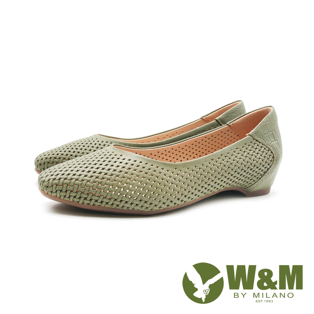 W&M(女)完美心機增高楔型坡跟包鞋 女鞋-草綠
