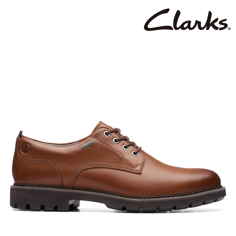 【Clarks】男鞋Batcombe Tie GTX素面粗獷大底正裝休閒鞋CLM74928C