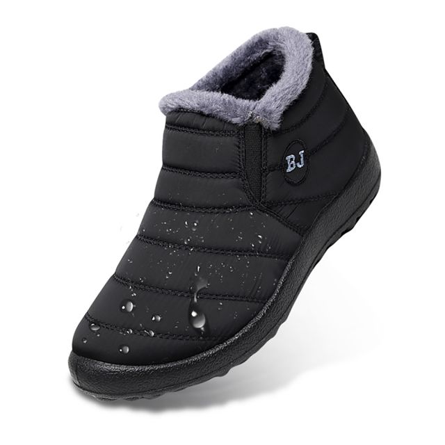 M.G .男款防水保暖防滑厚毛絨內刷毛雪地靴低筒雪靴(黑色/39-44碼)