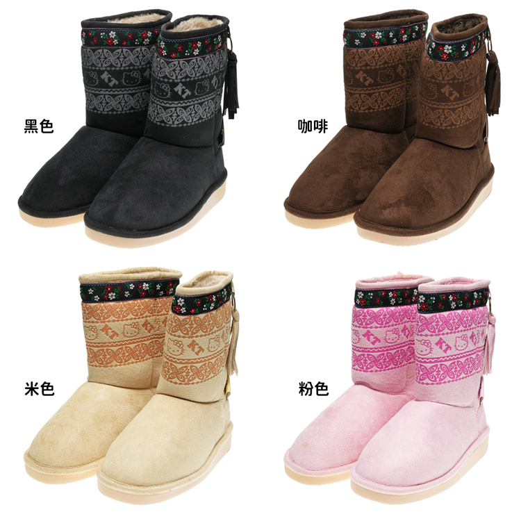 日本進口大人兒童保暖雪靴HELLO KITTY凱蒂貓靴子雪靴童靴22-23cm SA-8316【小品館】