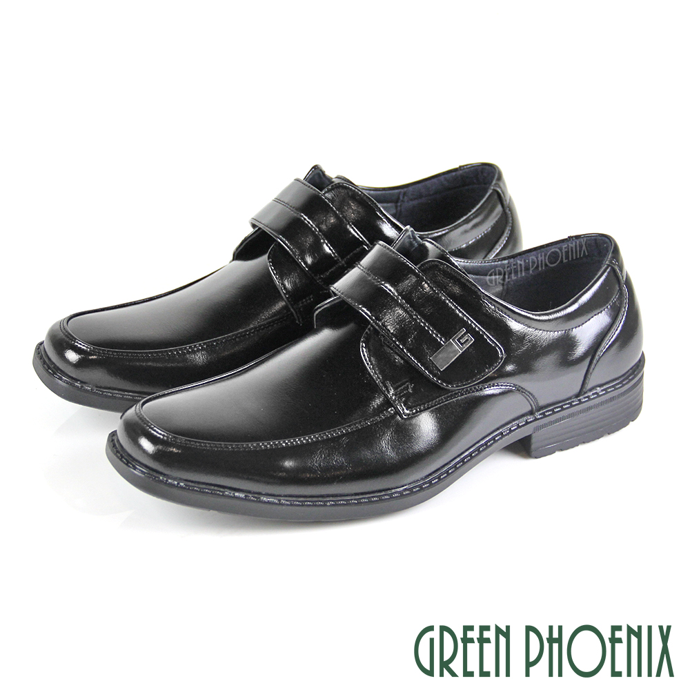 【GREEN PHOENIX 】金屬釘扣線條剪裁沾黏式輕量皮鞋/紳士鞋/素食皮鞋T59-10837