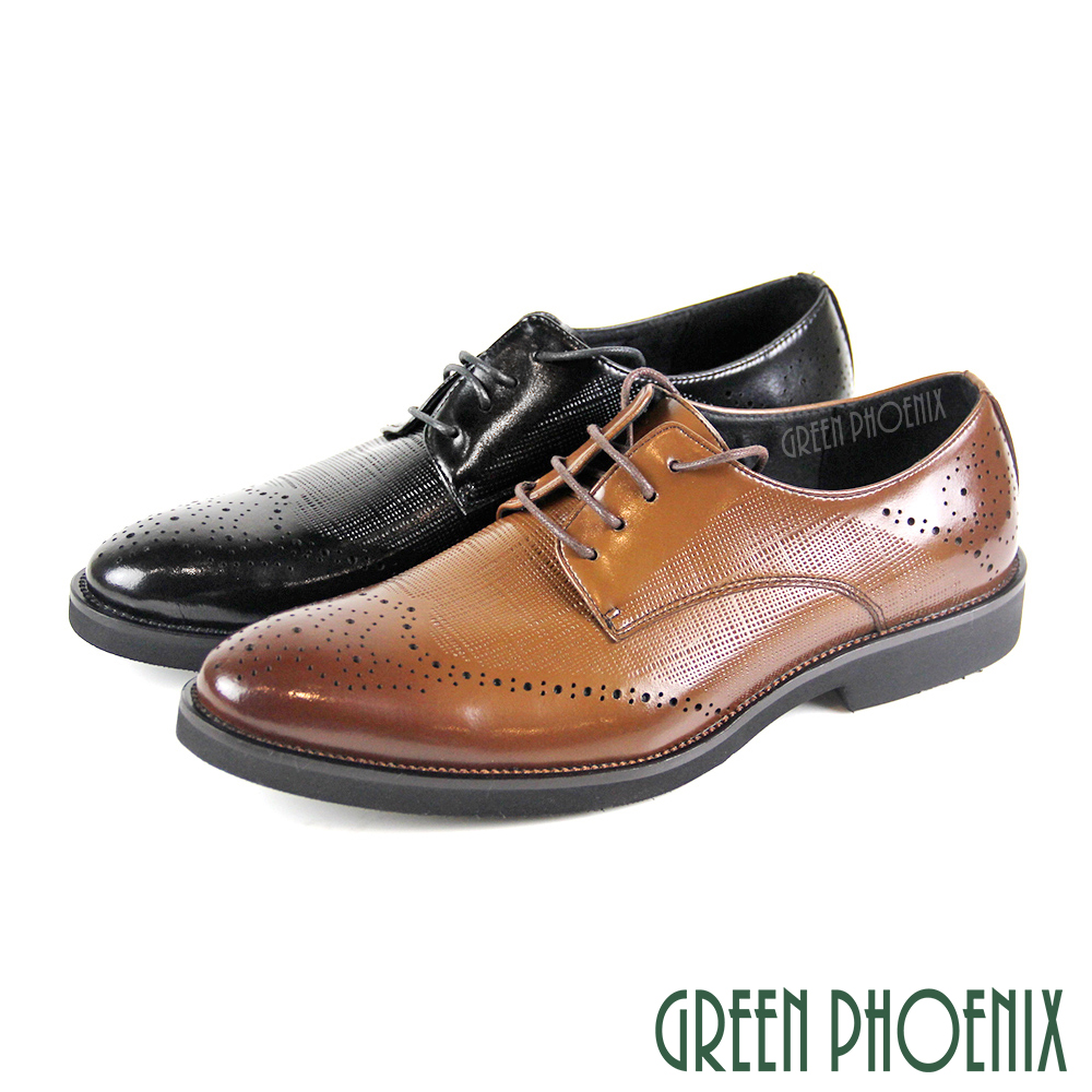 【GREEN PHOENIX 】漸層雷射雕孔壓紋縫線綁帶輕量皮鞋/紳士鞋T59-10896