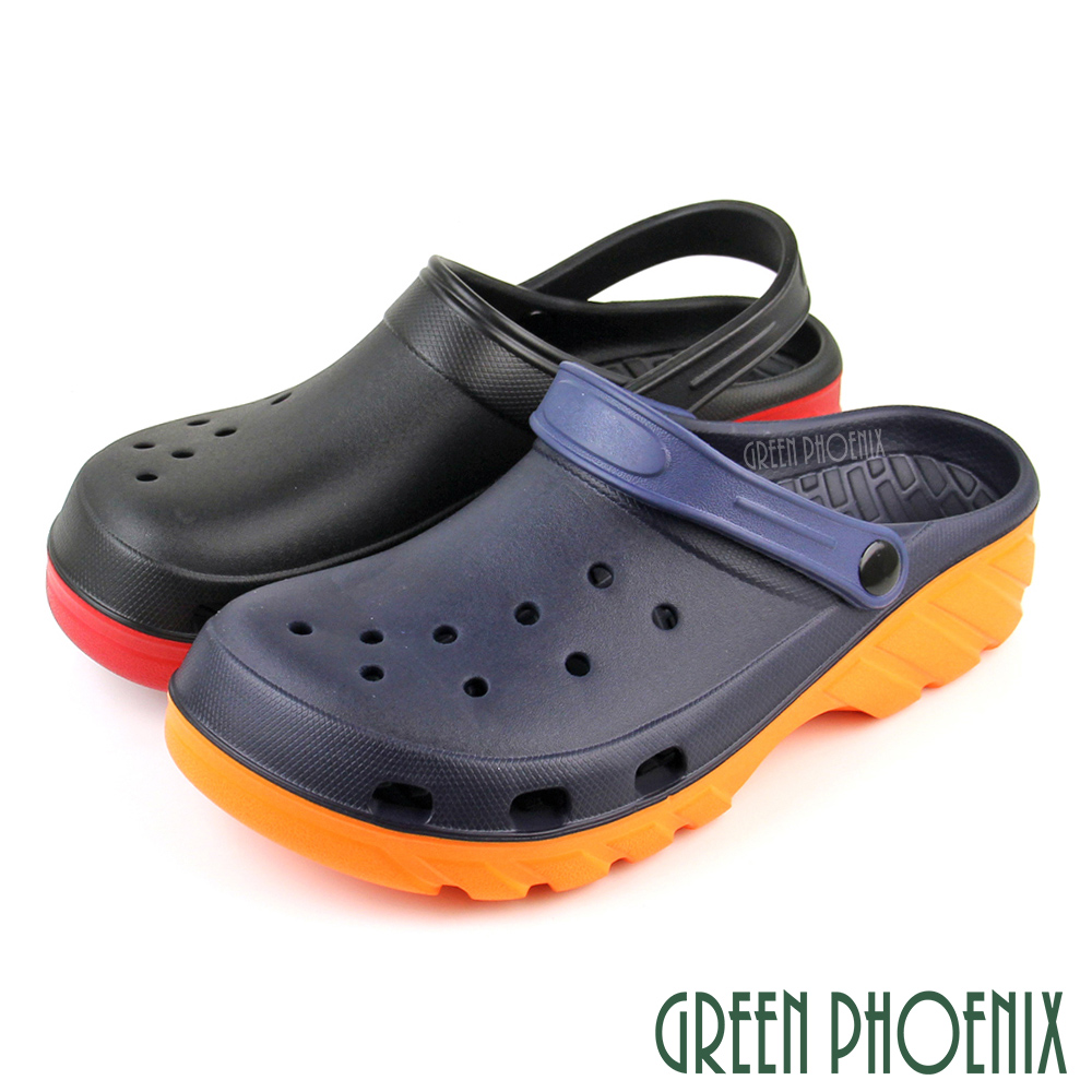 【GREEN PHOENIX】台灣製男女款透氣洞洞兩穿式輕量防水涼拖鞋/雨鞋N-01515
