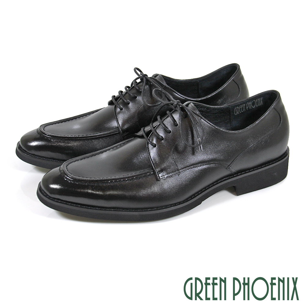 【GREEN PHOENIX 】男款超輕量簡約素面綁帶全真皮通勤/商務/紳士皮鞋T8-11517