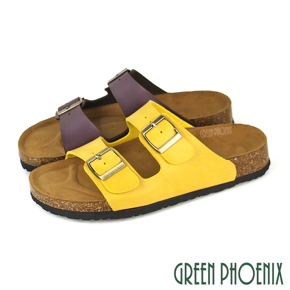 【GREEN PHOENIX 波兒德】台灣製經典質感皮帶釦平底拖鞋U60-20702