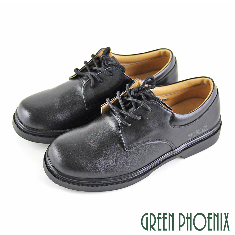【GREEN PHOENIX 波兒德】基本款綁帶全真皮平底學生鞋/女學生鞋U38-29032