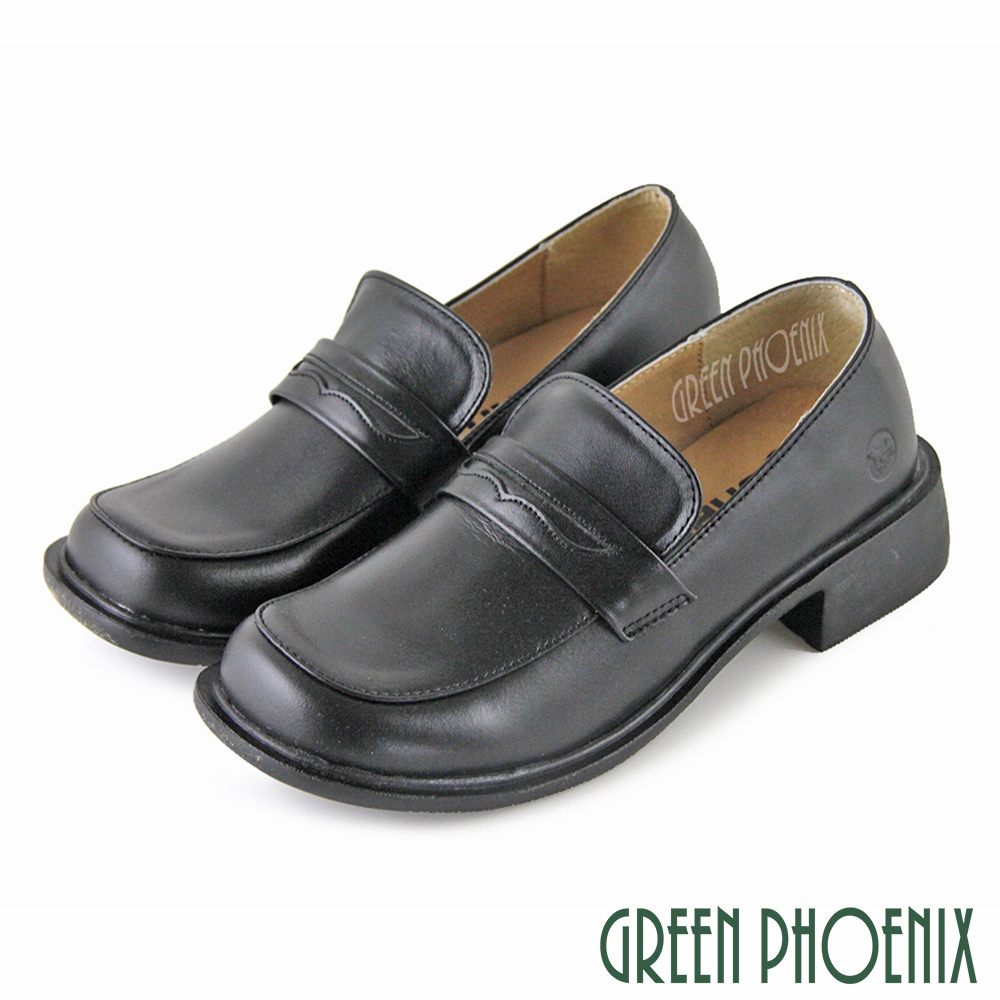【GREEN PHOENIX 波兒德】基本款全真皮低跟學生鞋U14-24654