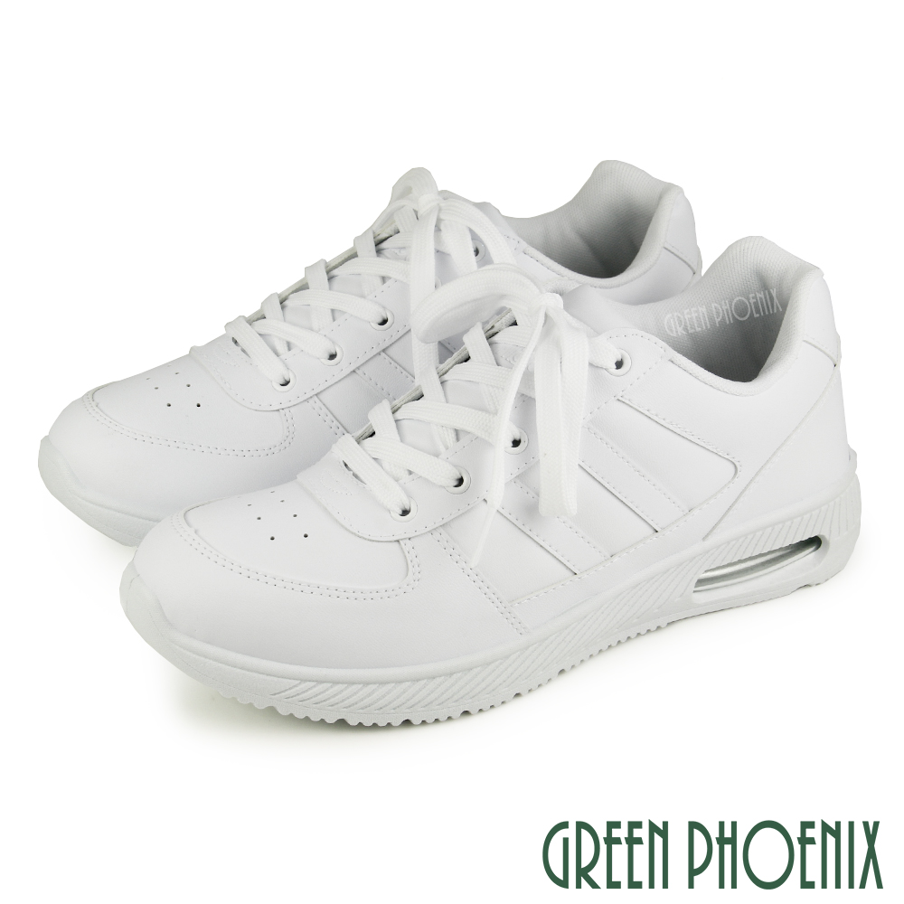 【GREEN PHOENIX 】男款台灣製純色時尚厚底綁帶休閒鞋/小白鞋N-19026