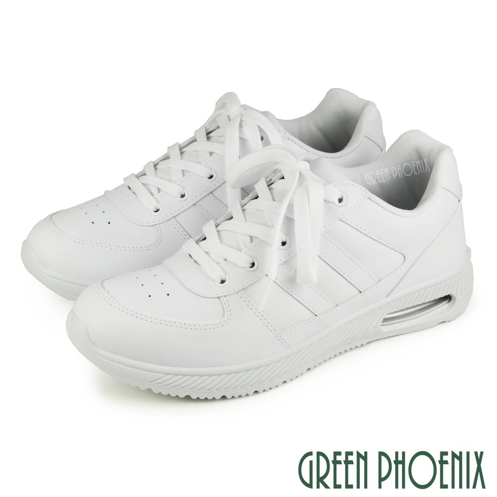 【GREEN PHOENIX 】男款臺灣製純色時尚厚底綁帶休閒鞋/小白鞋N-19026