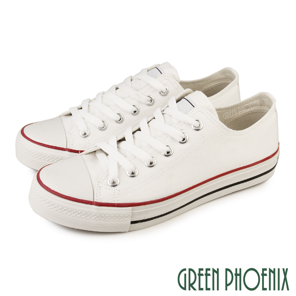 【GREEN PHOENIX】台灣製男款百搭經典綁帶帆布休閒鞋/小白鞋N-19031