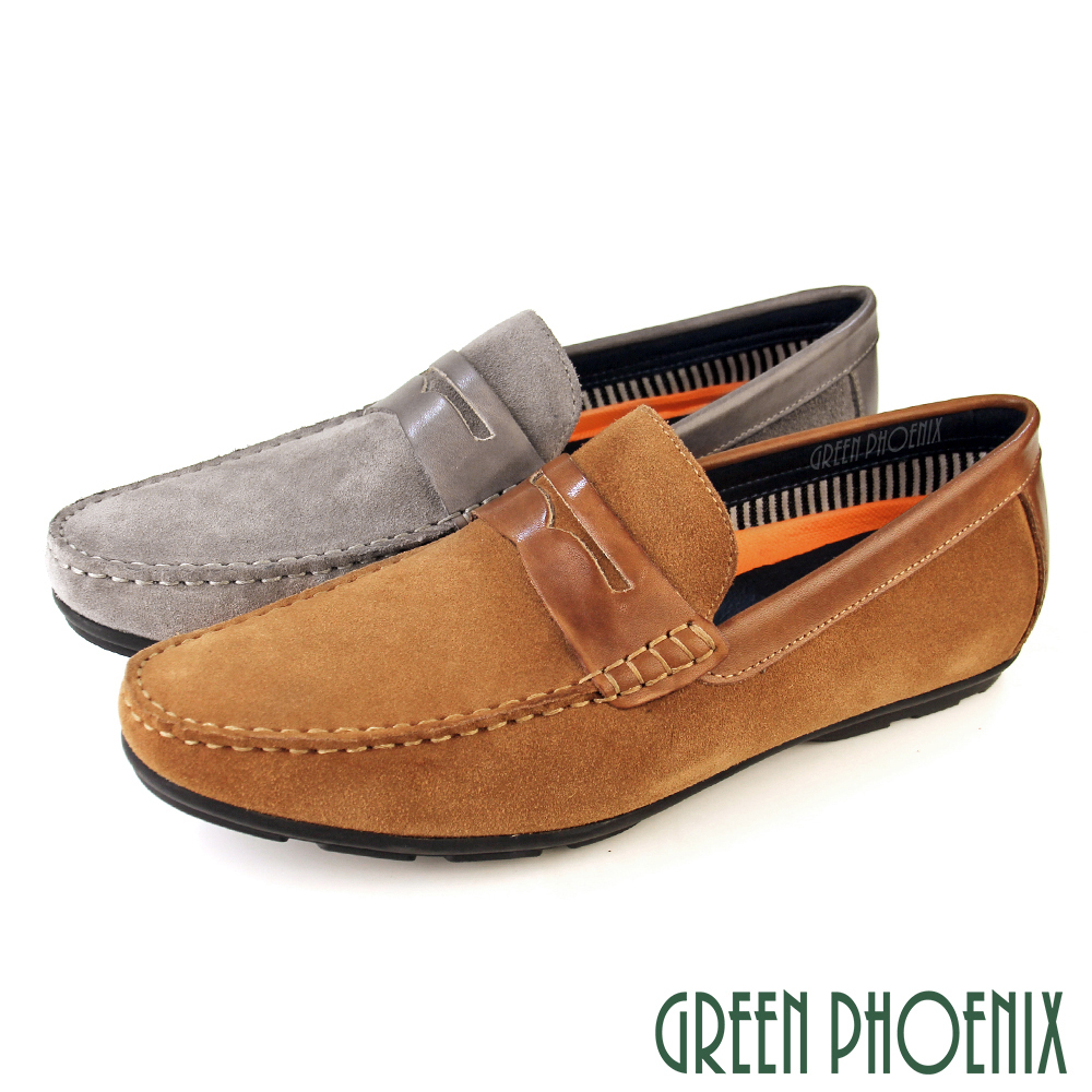 【GREEN PHOENIX】AMADEUS 男鞋 樂福鞋 商務皮鞋 紳士皮鞋 真皮 反毛皮 牛麂皮T9-13403