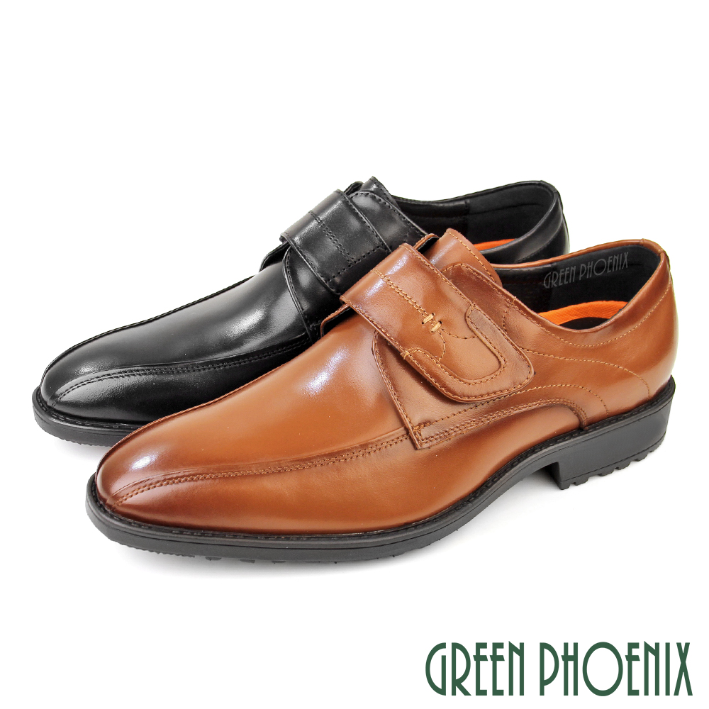 【GREEN PHOENIX】AMADEUS 男 紳士鞋 皮鞋 新郎鞋 學生皮鞋 輕量 全真皮 沾黏式T9-13406