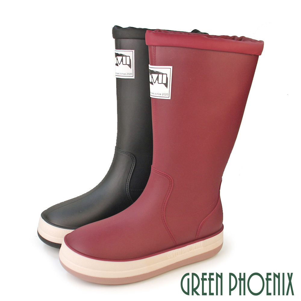 【GREEN PHOENIX 波兒德】女 大尺碼 雨靴 雨鞋 防水靴 防水鞋 長筒U38-00603