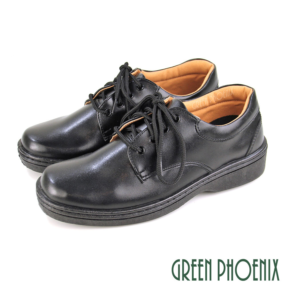【GREEN PHOENIX】男款台灣製素面綁帶標準型學生鞋N-10600