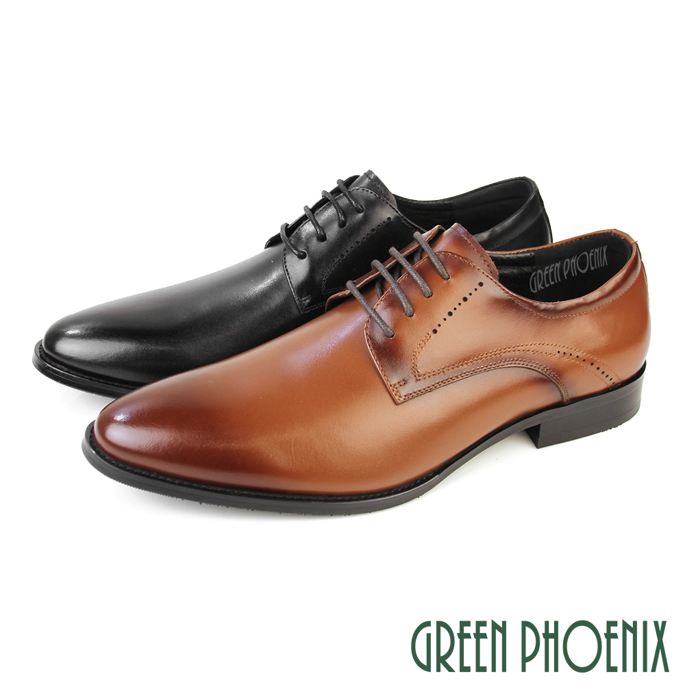 【GREEN PHOENIX】男 皮鞋 紳士鞋 德比鞋 商務鞋 學生鞋 新郎鞋 全真皮 綁帶T9-18311