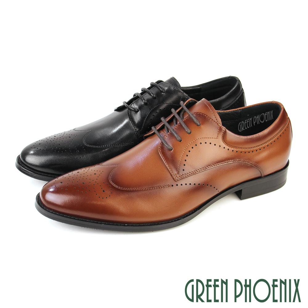 【GREEN PHOENIX】男 皮鞋 紳士鞋 德比鞋 商務鞋 學生鞋 新郎鞋 全真皮 綁帶T9-18312