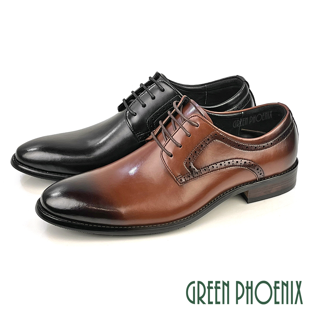 【GREEN PHOENIX】男 紳士鞋 商務皮鞋 學生鞋 軍警鞋 新郎鞋 德比鞋 真皮 防潑水T59-10892