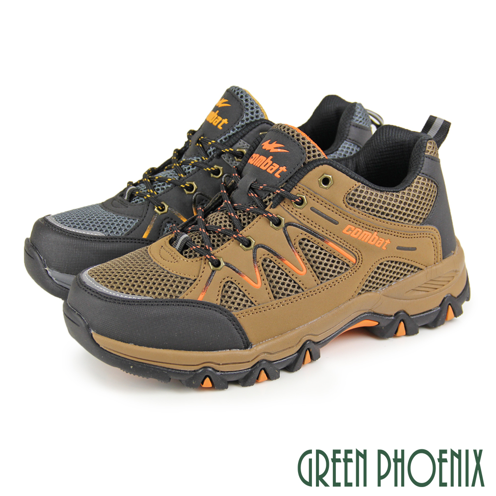 【GREEN PHOENIX】第二代防潑水透氣網布反光拼接休閒登山鞋/運動鞋N-10591