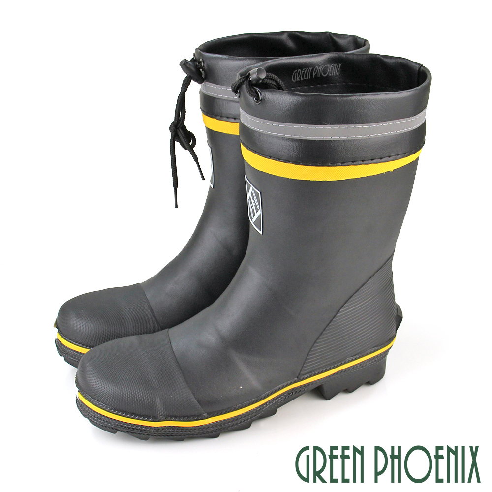 【GREEN PHOENIX】男款反光防水束帶防穿刺鋼頭工作鞋/雨靴S-0A038