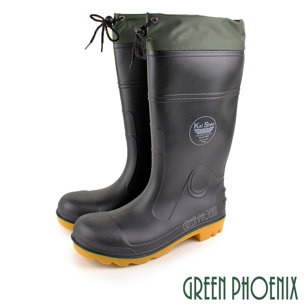【GREEN PHOENIX】男款防水束帶雨靴鋼頭工作鞋S-10904