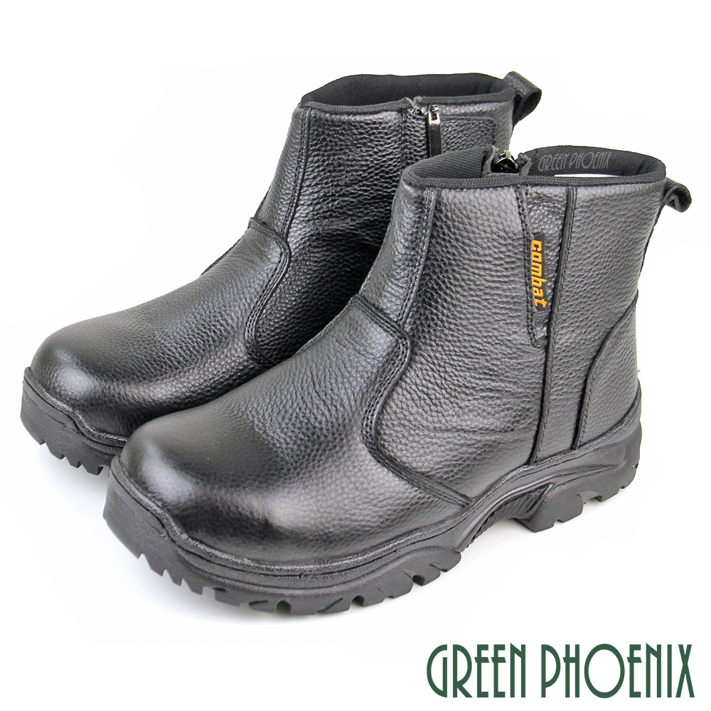 【GREEN PHOENIX】男 鋼頭鞋 工作鞋 高筒 真皮 寬楦 防穿刺N-10590