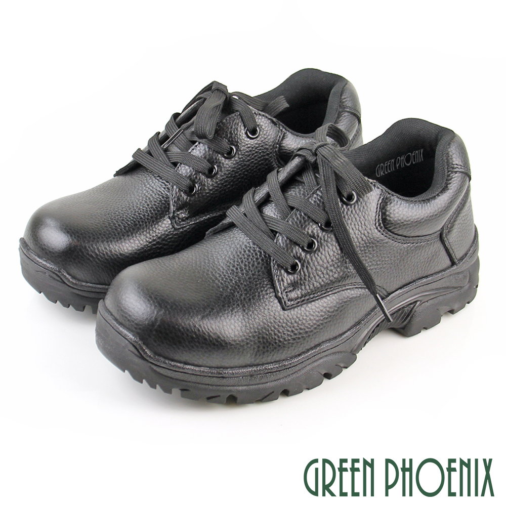 【GREEN PHOENIX】男 鋼頭鞋 工作鞋 寬楦 綁帶 真皮N-10589