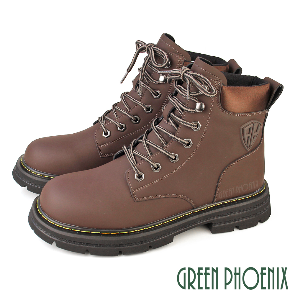 【GREEN PHOENIX】男靴 休閒靴 登山靴 短靴 馬丁靴 工程靴 綁帶靴 真皮U38-13011