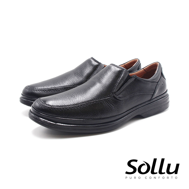 Sollu 巴西專櫃Soft側logo直套雅仕皮鞋 男鞋-黑