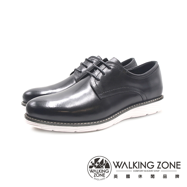 WALKING ZONE(男)輕量抗噪休閒款雅仕皮鞋 男鞋-黑色