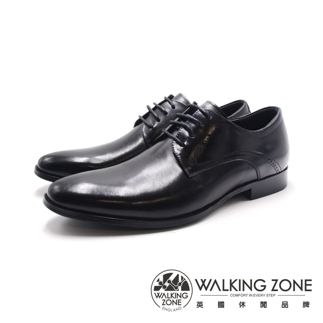 WALKING ZONE(男)質感藍底壓點側縫線商務皮鞋 男鞋-黑色