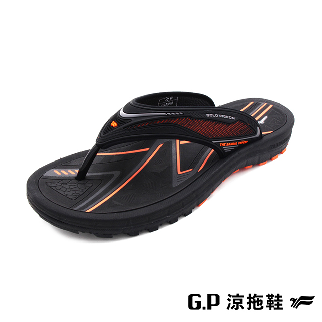 G.P(男)雙層舒適緩震人字拖鞋-橘黑B12-G2298M-42