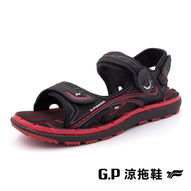 G.P(男女共用款)休閒舒適涼拖鞋-黑紅色