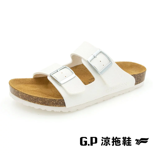 G.P(女)素面織紋雙帶柏肯拖鞋 女鞋-白色B12-W812-80