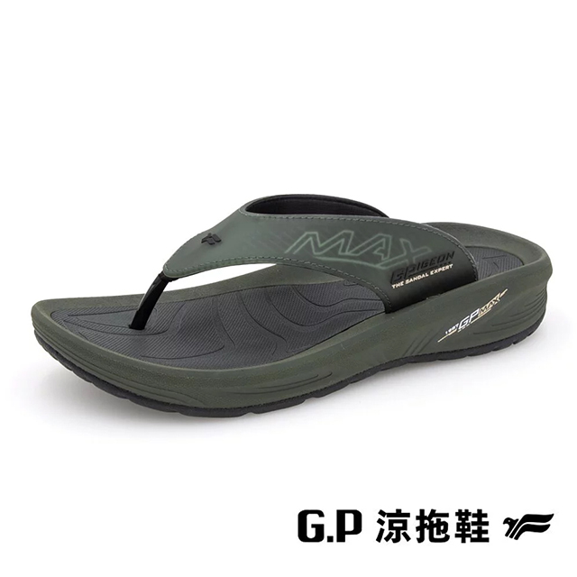 G.P(男)極致輕量防水夾腳拖鞋 男鞋-軍綠色B12-G3733M-60