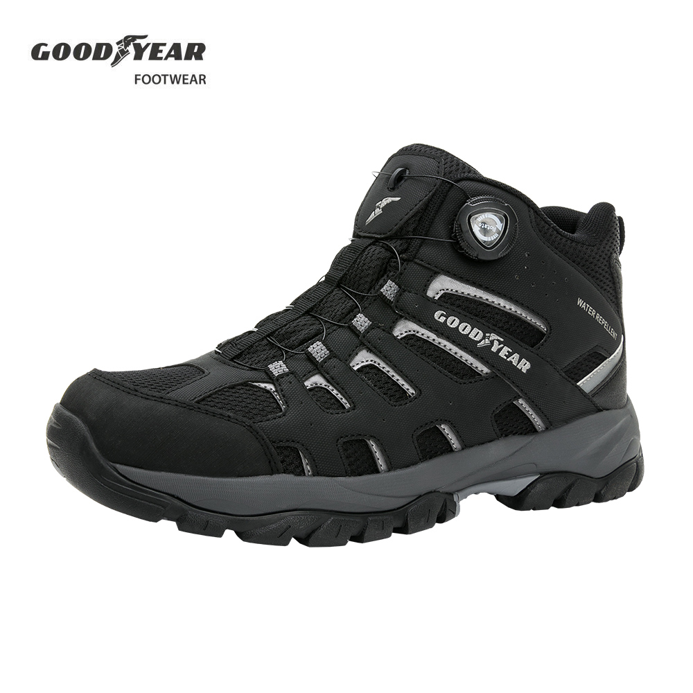 【GOODYEAR 固特異】轉扣郊山健行鞋/男 防水 抓地 耐磨 快速穿脫 黑(玩轉登峰-GAMO43530)