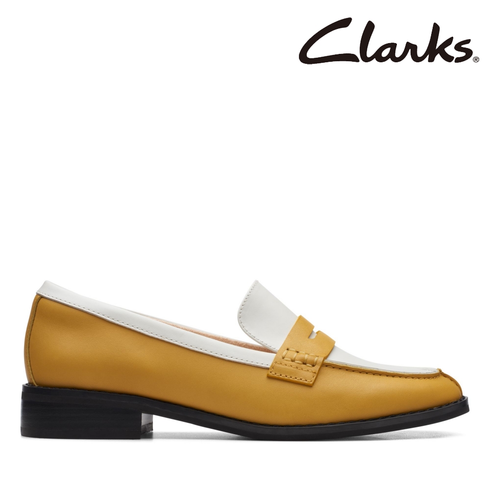 【Clarks】女款Yellow Leather經典雙色樂福便士鞋 CLF70367D