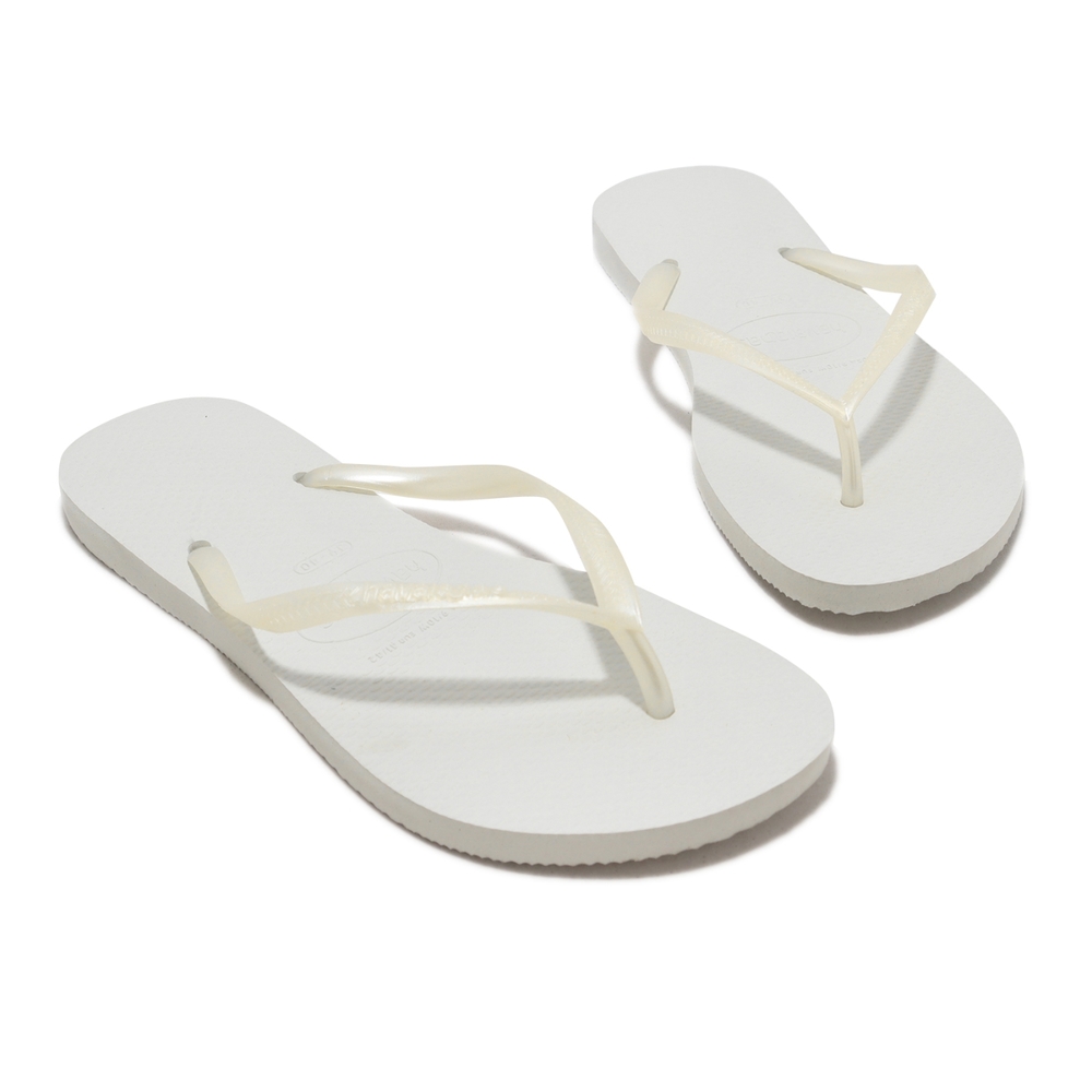 【havaianas 哈瓦仕】Slim 時尚白 女鞋 巴西人字拖 夾腳拖鞋