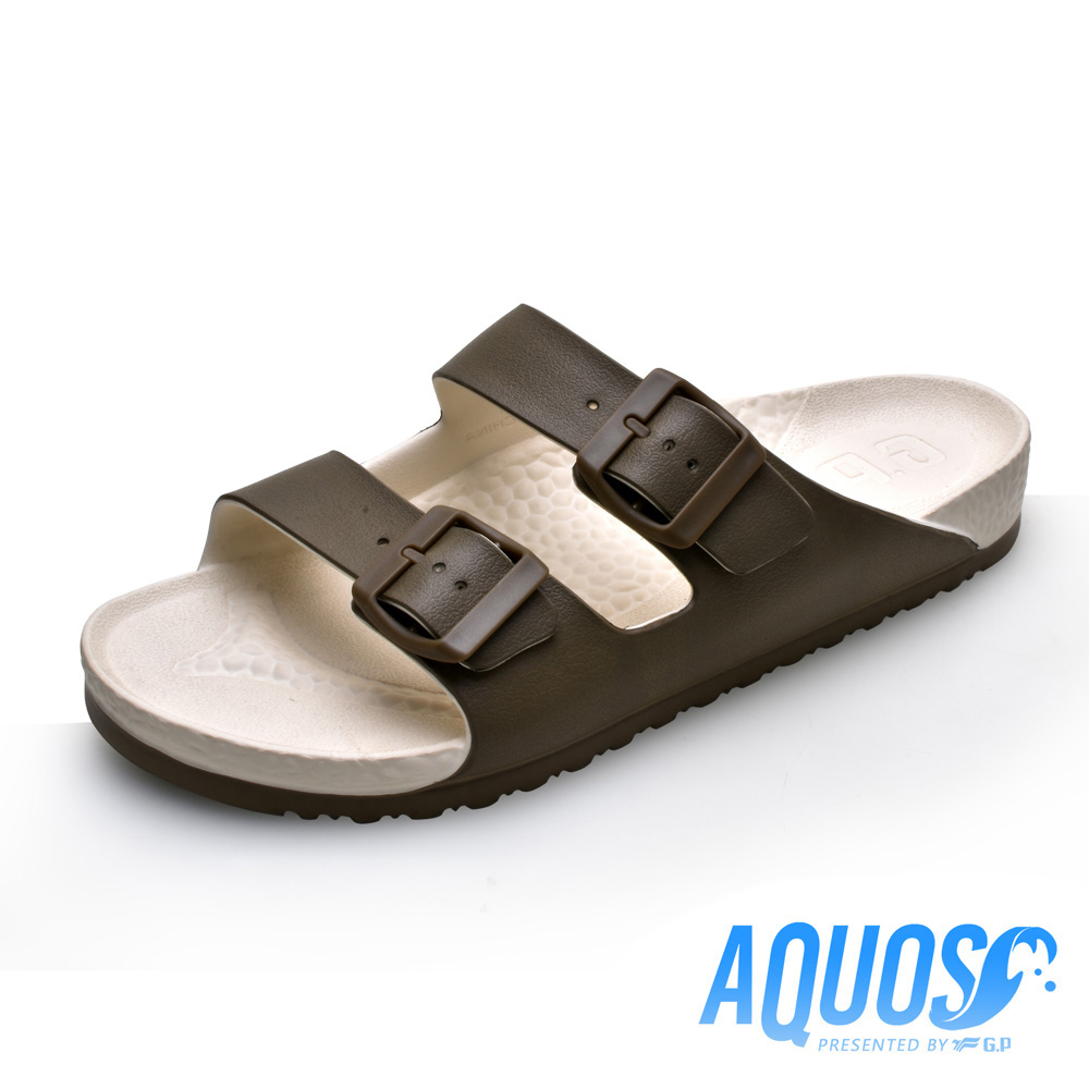 【G.P】AQUOS 雙色雙硬度柏肯防水拖鞋 A5115-30 咖啡色 (SIZE:36-44 共七色)