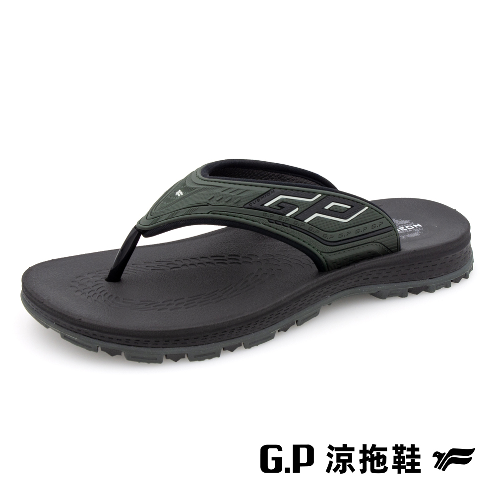 【G.P】男款高緩震耐用人字拖鞋 G3757M-60 軍綠色 (SIZE:39-44 共三色)
