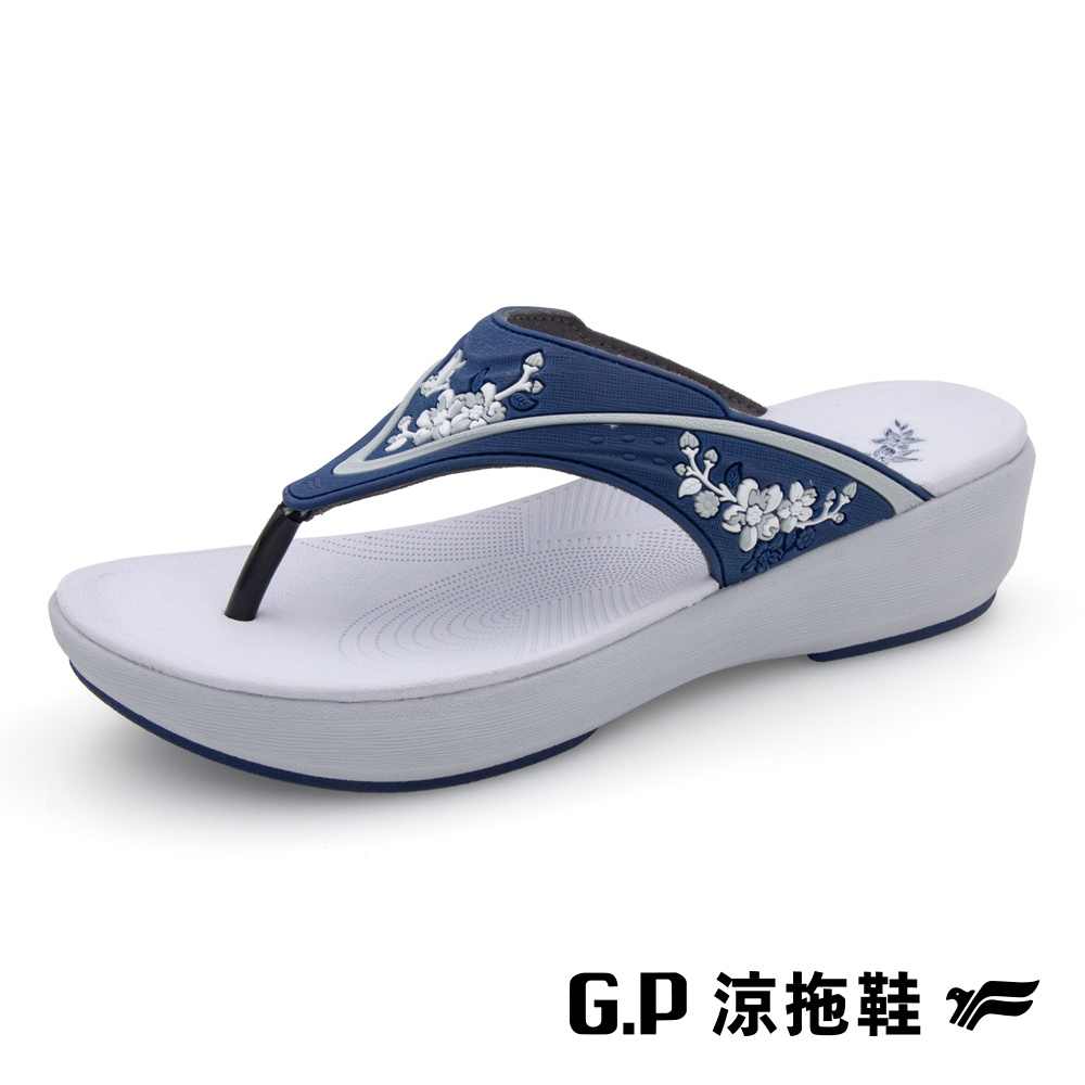 【G.P 女款優雅緩震厚底夾腳拖鞋】G3758W-20 藍色 (SIZE:35-39 共三色)