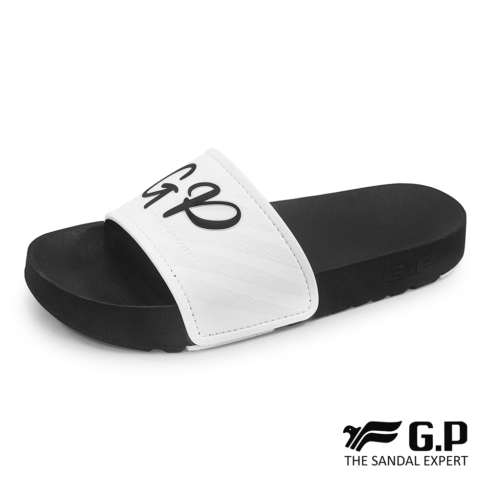 【G.P 女款運動休閒舒適拖鞋】G2284W-81 白黑色(SIZE:XS-M 共四色)