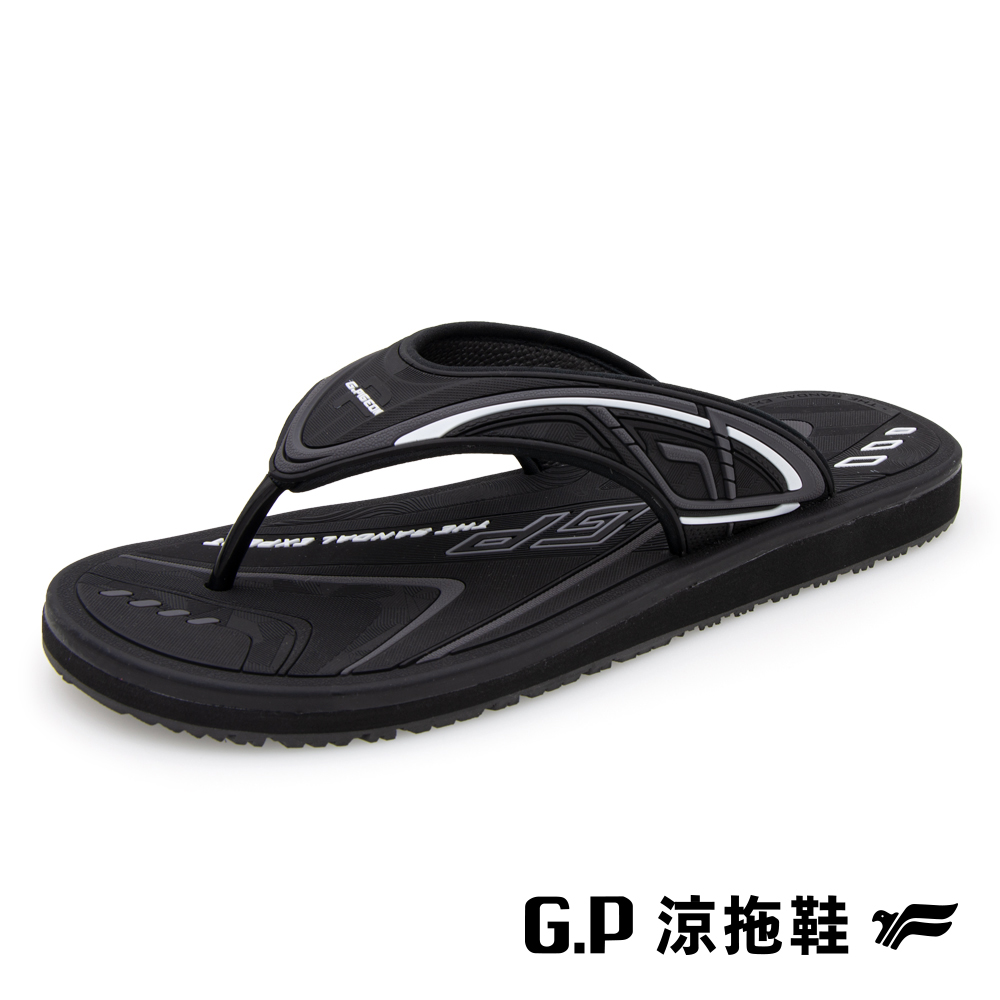【G.P】男款高彈性舒適夾腳拖鞋 G9387M-10 黑色 (SIZE:40-44 共三色)