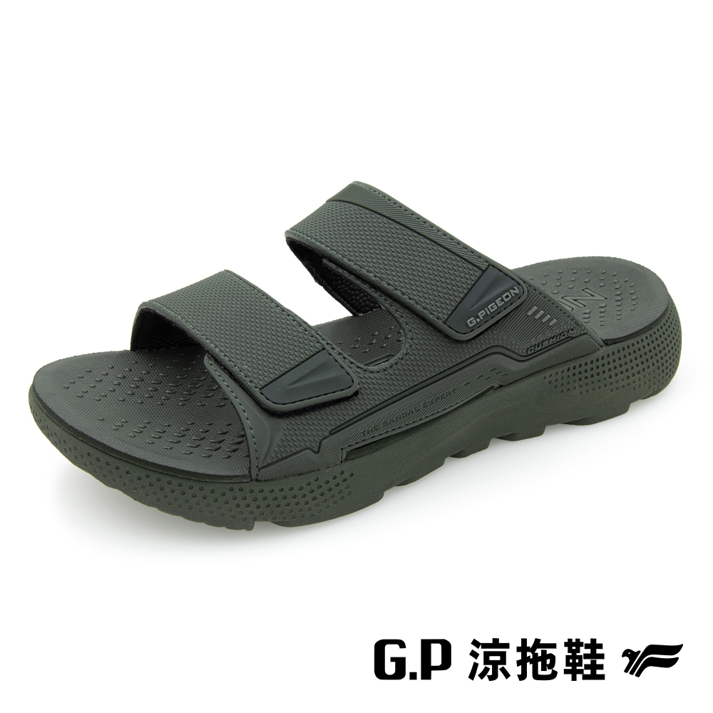 【G.P】男款超輕量緩震雙帶拖鞋 G9385M-60 軍綠色 (SIZE:40-44 共三色)