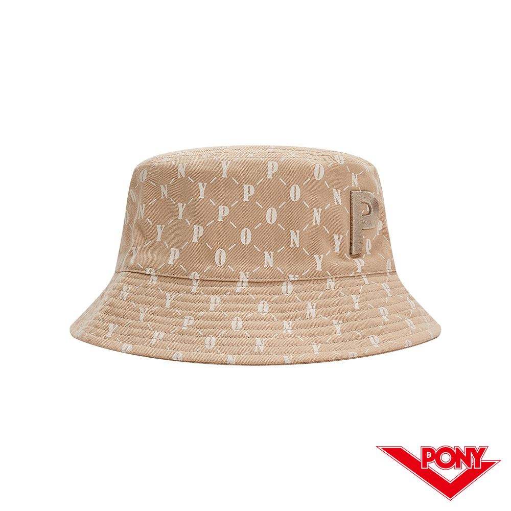 【PONY】時尚格紋漁夫帽- 雙面設計 配件 中性-卡其