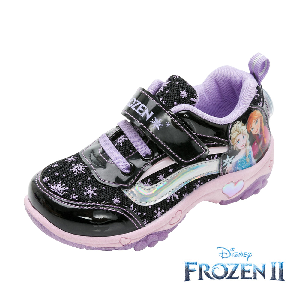 【Disney 迪士尼】冰雪奇緣2 童鞋 電燈運動鞋 黑紫/FOKX25750