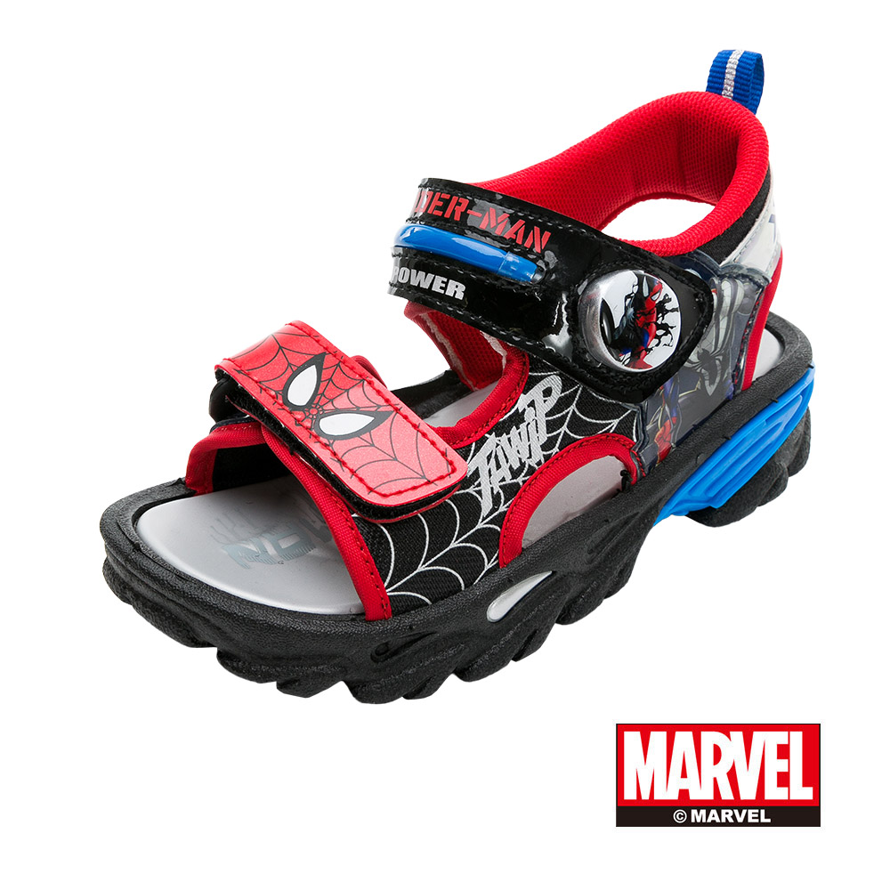 【Marvel 漫威】蜘蛛人 童鞋 電燈涼鞋 黑紅/MNKT35102