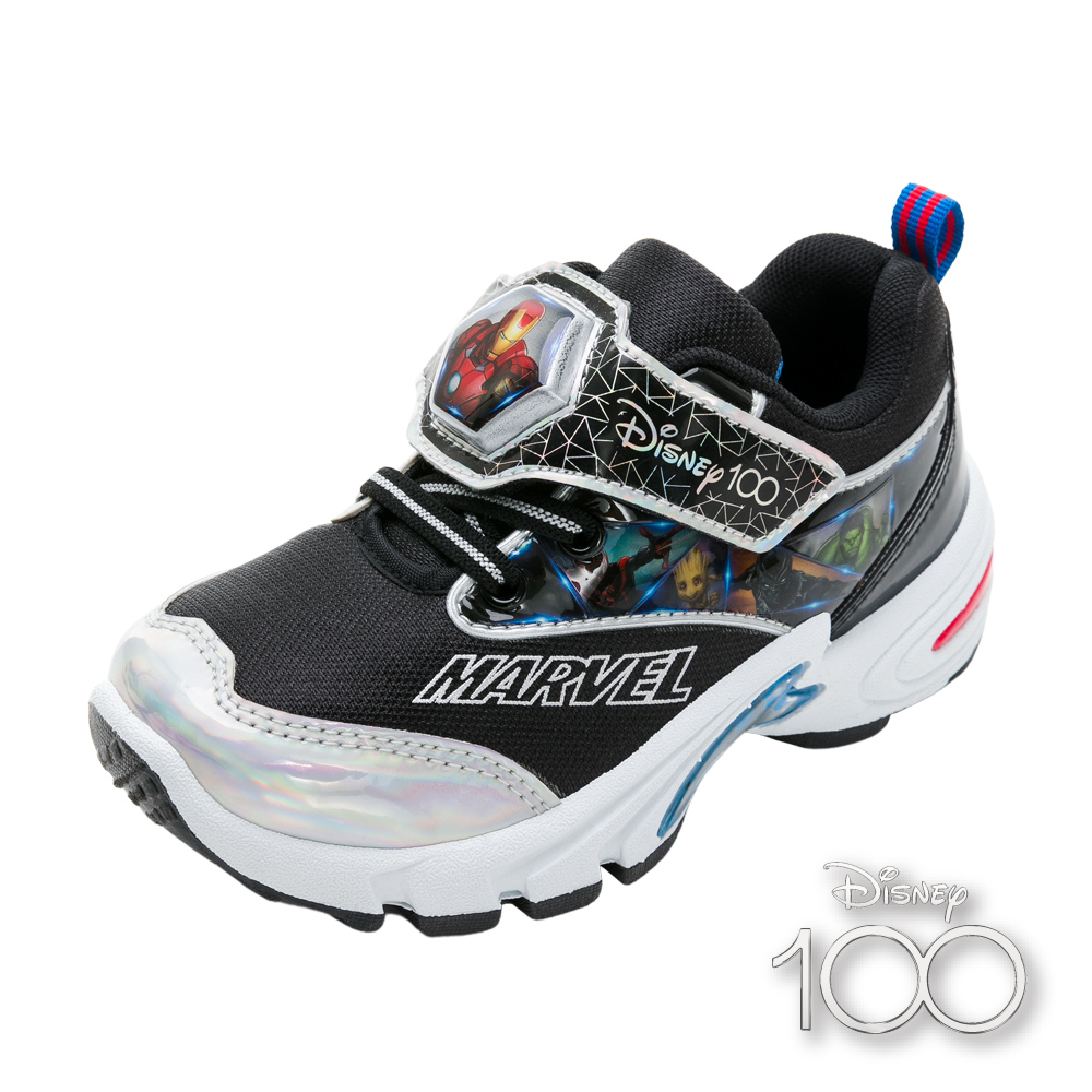 【Marvel 漫威】迪士尼100周年紀念款 復仇者聯盟 童鞋 電燈運動鞋 黑銀/MRKX35910