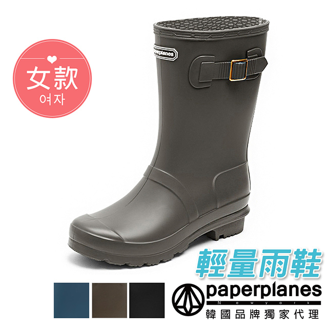 【Paperplanes】韓國空運/版型正常。創新輕量消光百搭深色中筒雨靴(共3色/7-1492)可可色賣場
